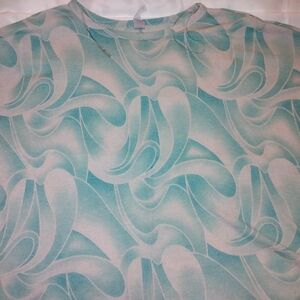 Honeyme Teal and White Knit Top